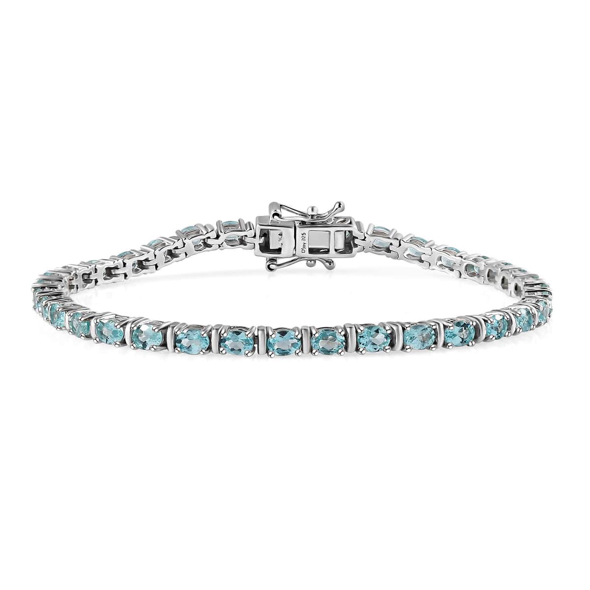 Betroka Blue Apatite Tennis Bracelet in Platinum Over Sterling Silver (7.25 In) 6.10 ctw image number 0