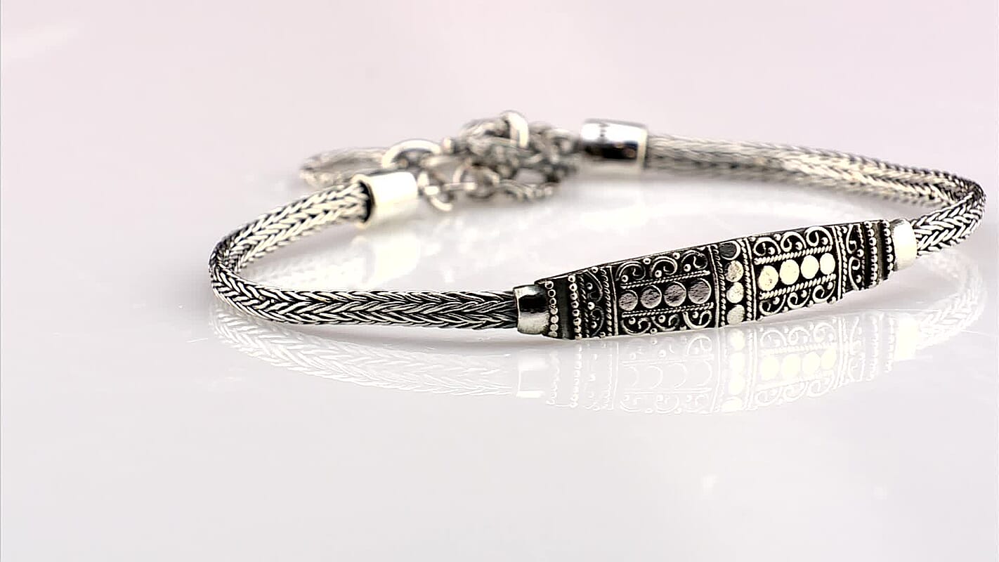Bali Legacy Padian Weave Bracelet in Sterling Silver (6.50-8.0In) 10 Grams