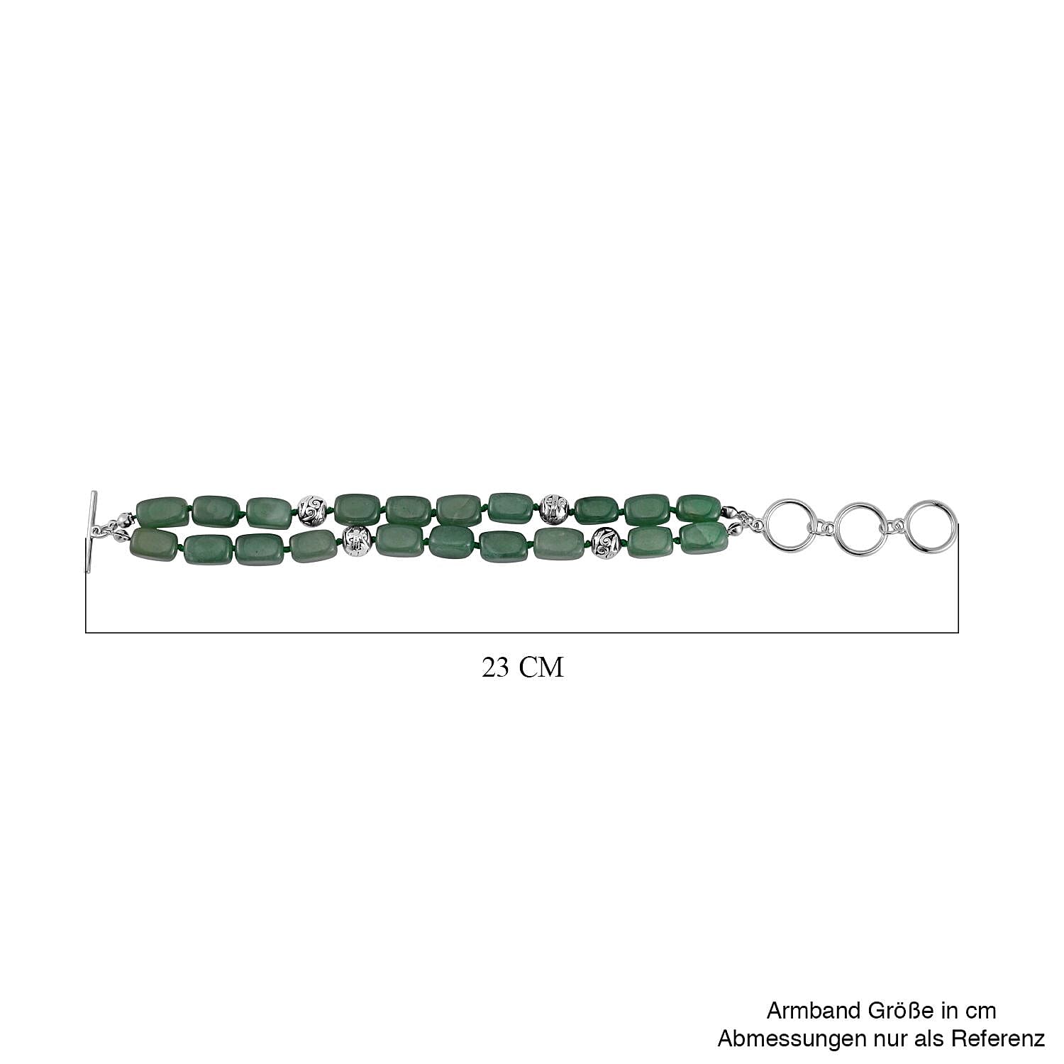 Green Aventurine 165.00 ctw Bracelet in Silvertone (7.00 In)