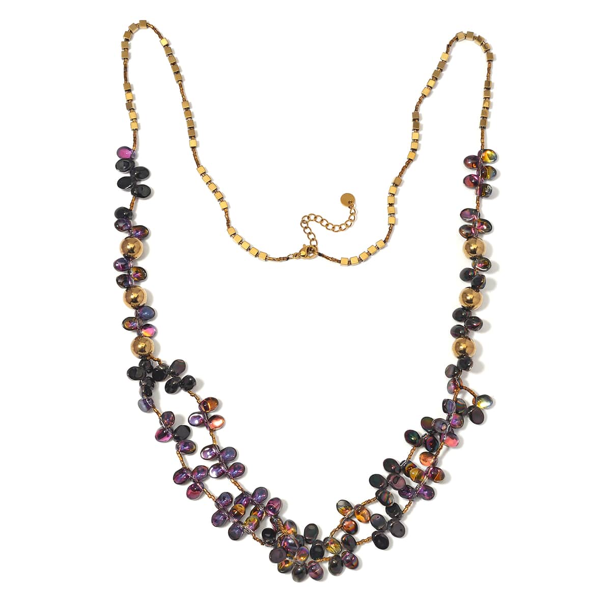 Golden and Magic Color Glass Necklace in Goldtone 31.50-33.50 Inches image number 2