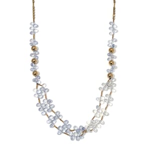 Golden and Silver Color Glass Necklace in Goldtone 31.50-33.50 Inches