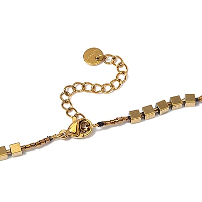 Golden and Silver Color Glass Necklace in Goldtone 31.50-33.50 Inches