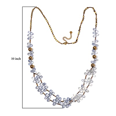 Golden and Silver Color Glass Necklace in Goldtone 31.50-33.50 Inches