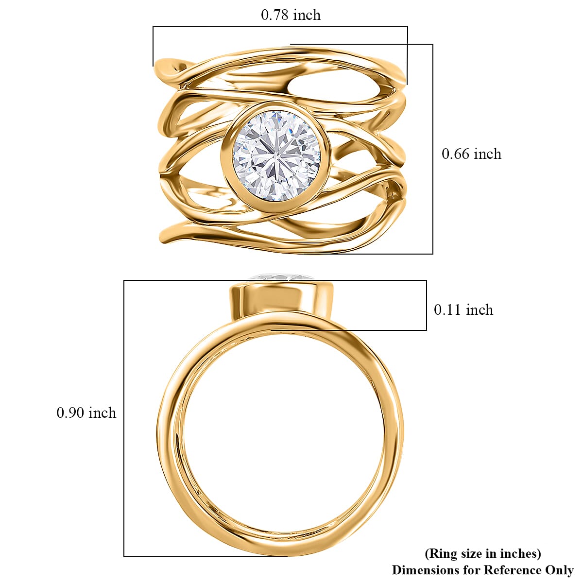 Moissanite (Rnd 7mm) Multi Shank Ring in Platinum Over Sterling Silver (Size 10.0) 1.20 ctw image number 6