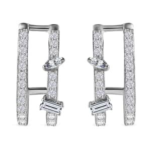 Moissanite Earrings in Platinum Over Sterling Silver 1.65 ctw