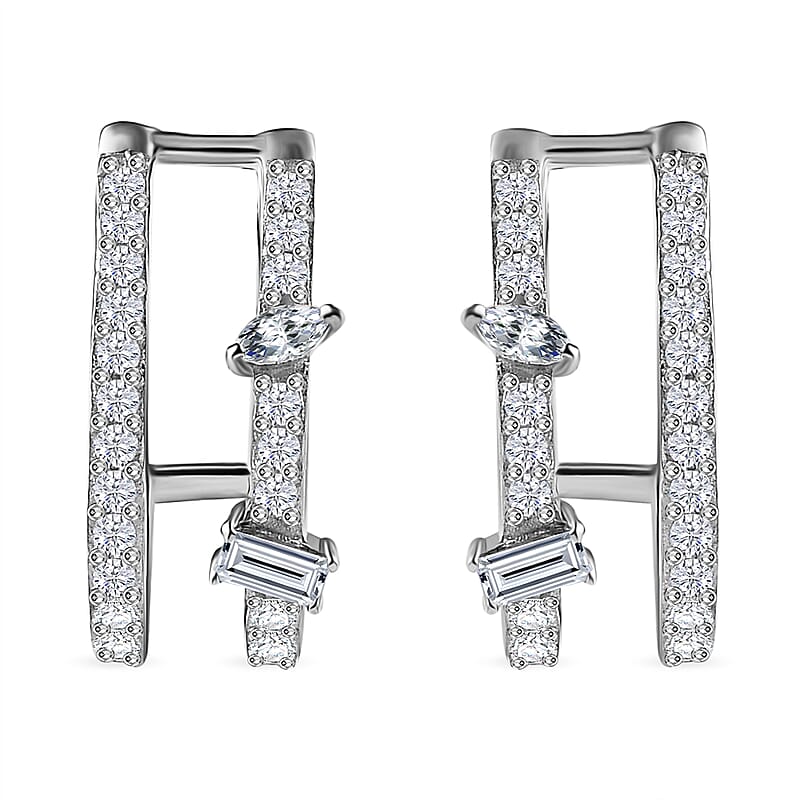 D'Joy Moissanite Earrings in Platinum Over Sterling Silver 1.65 ctw