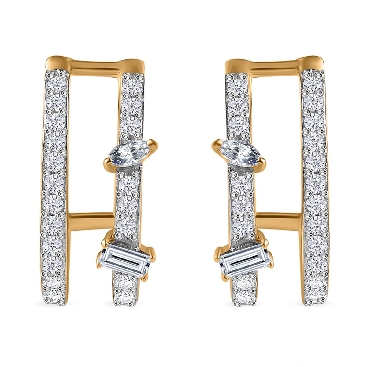 Moissanite Earrings in Vermeil Yellow Gold Over Sterling Silver 1.65 ctw image number 0