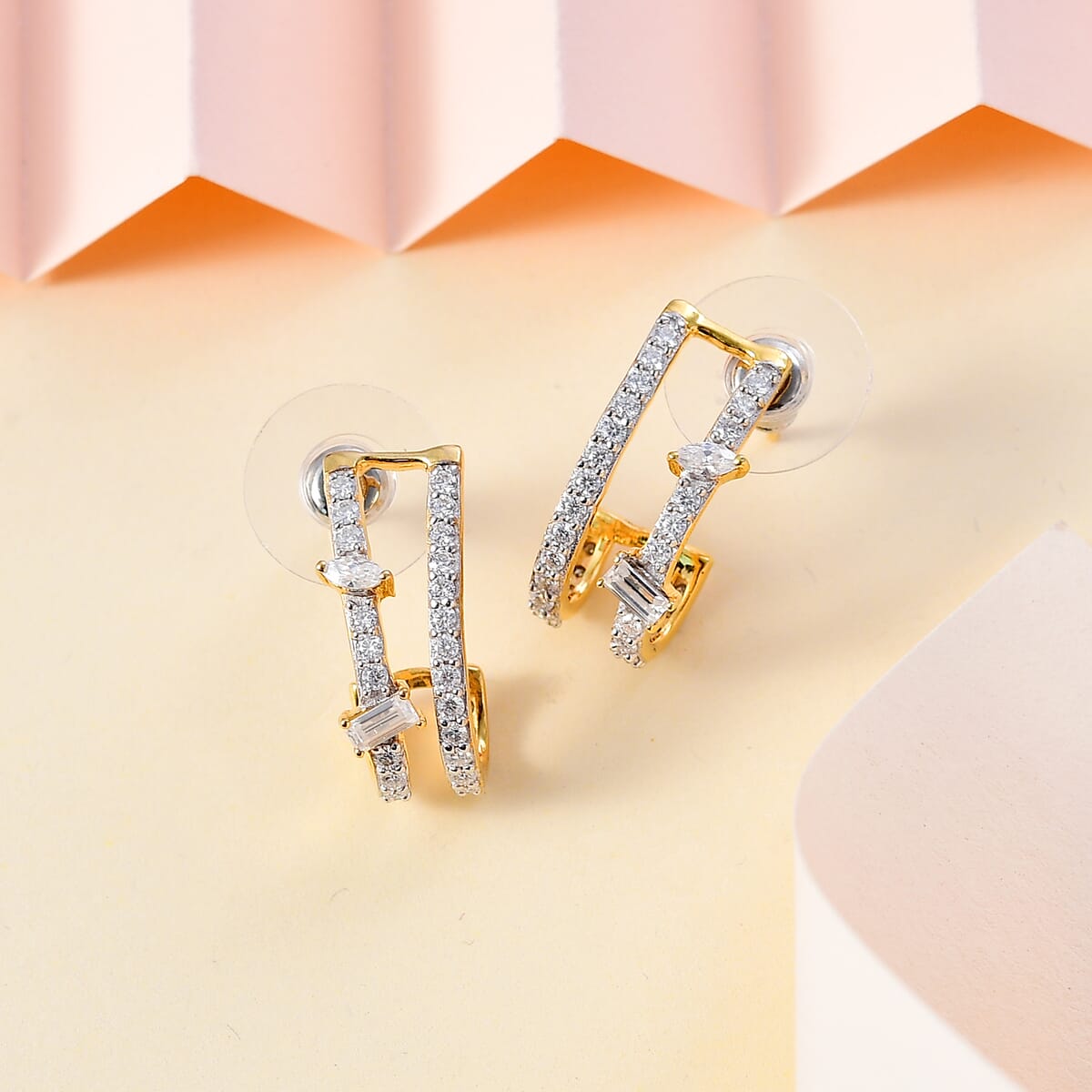 Moissanite Earrings in Vermeil Yellow Gold Over Sterling Silver 1.65 ctw image number 1