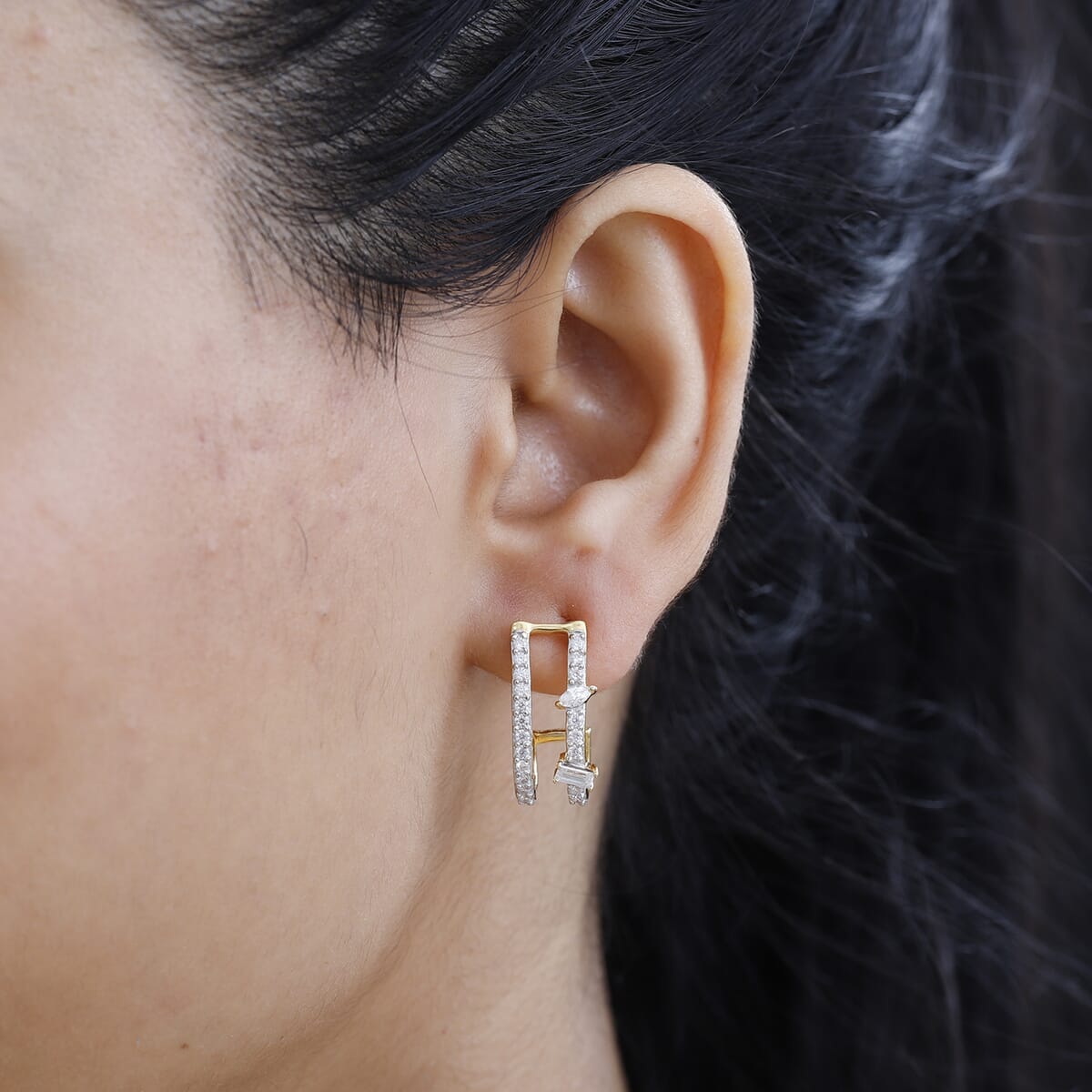 Moissanite Earrings in Vermeil Yellow Gold Over Sterling Silver 1.65 ctw image number 2