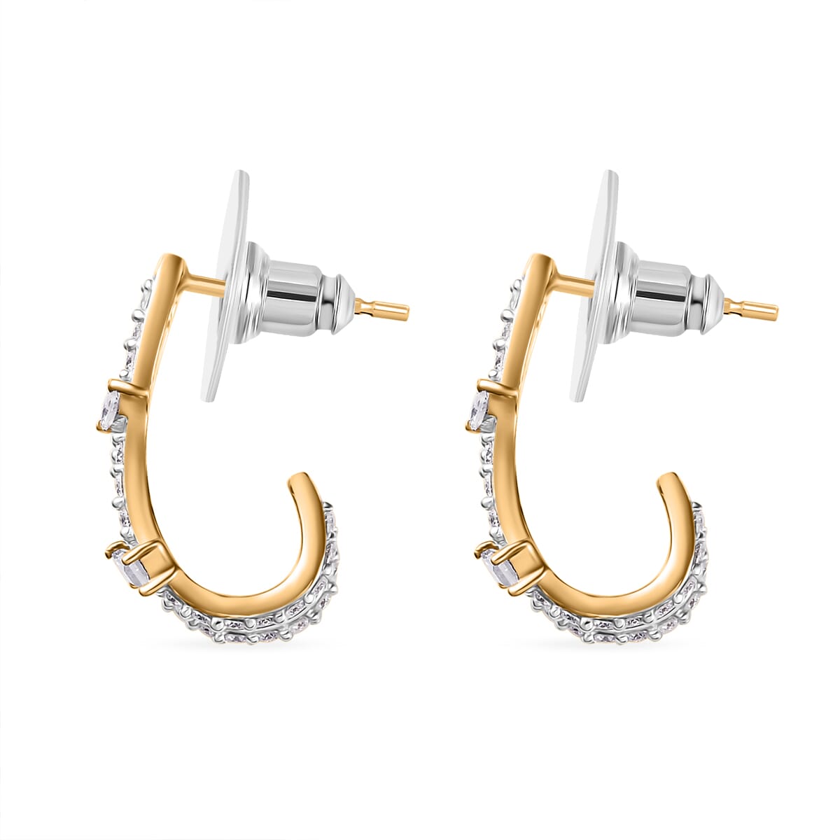 Moissanite Earrings in Vermeil Yellow Gold Over Sterling Silver 1.65 ctw image number 3