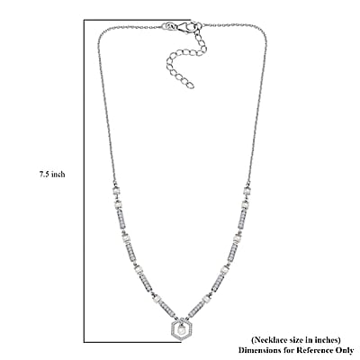 Fresh Water Pearl and Moissanite 0.90 ctw Necklace in Platinum Over Sterling Silver 18 Inches