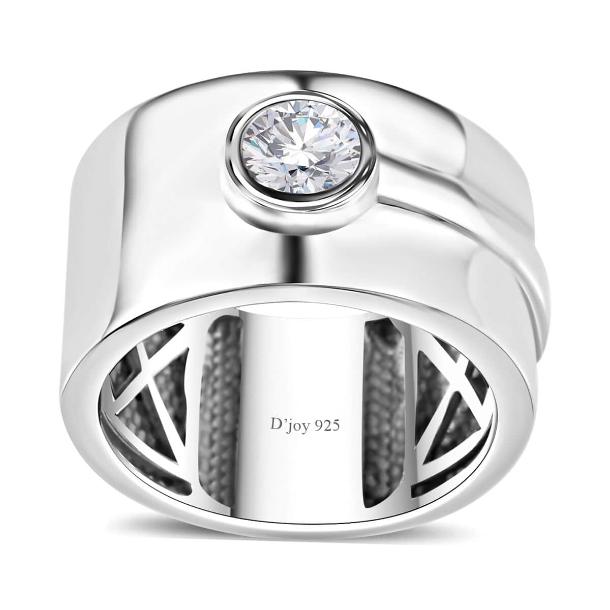 Moissanite (Rnd 5mm) Ring in Platinum Over Sterling Silver (Size 10.0) 0.40 ctw image number 0