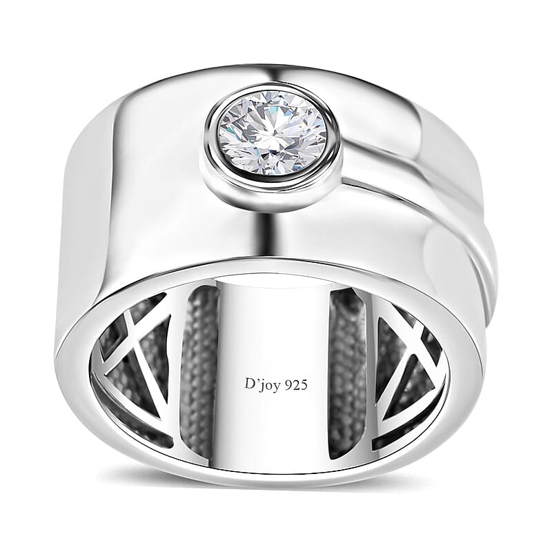 Moissanite Ring in Platinum Over Sterling Silver (Size 10.0) 0.40 ctw