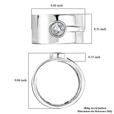 Moissanite Ring in Platinum Over Sterling Silver (Size 10.0) 0.40 ctw