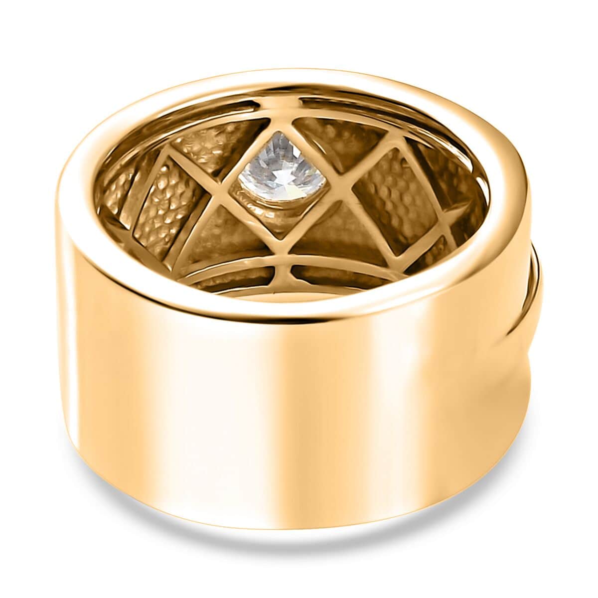 Moissanite Ring in Vermeil Yellow Gold Over Sterling Silver (Size 7.0) 0.40 ctw image number 4