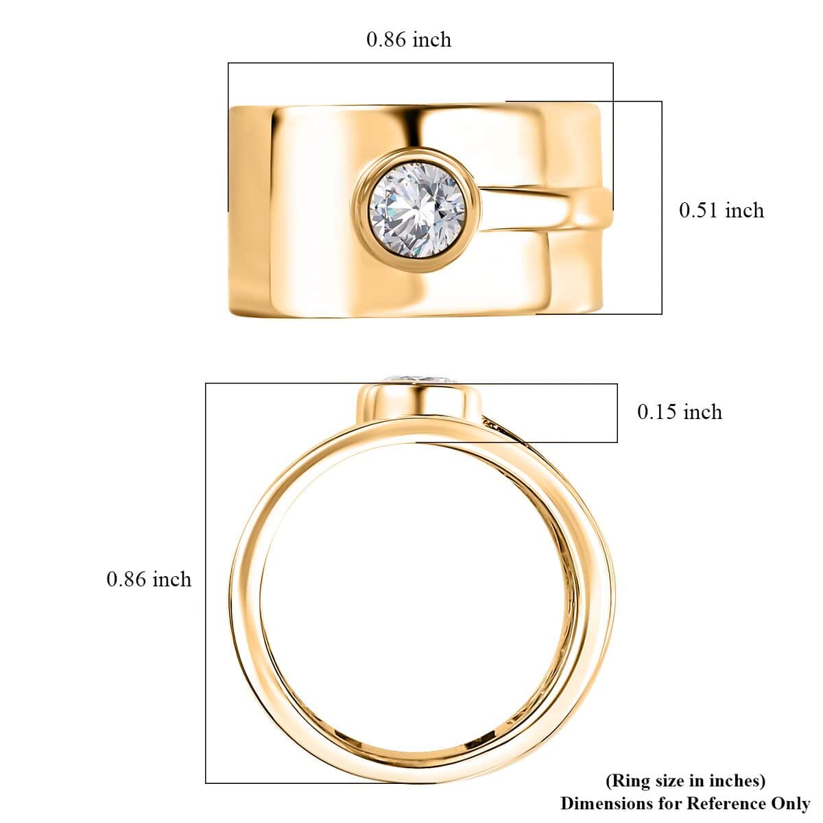 Moissanite Ring in Vermeil Yellow Gold Over Sterling Silver (Size 7.0) 0.40 ctw image number 5