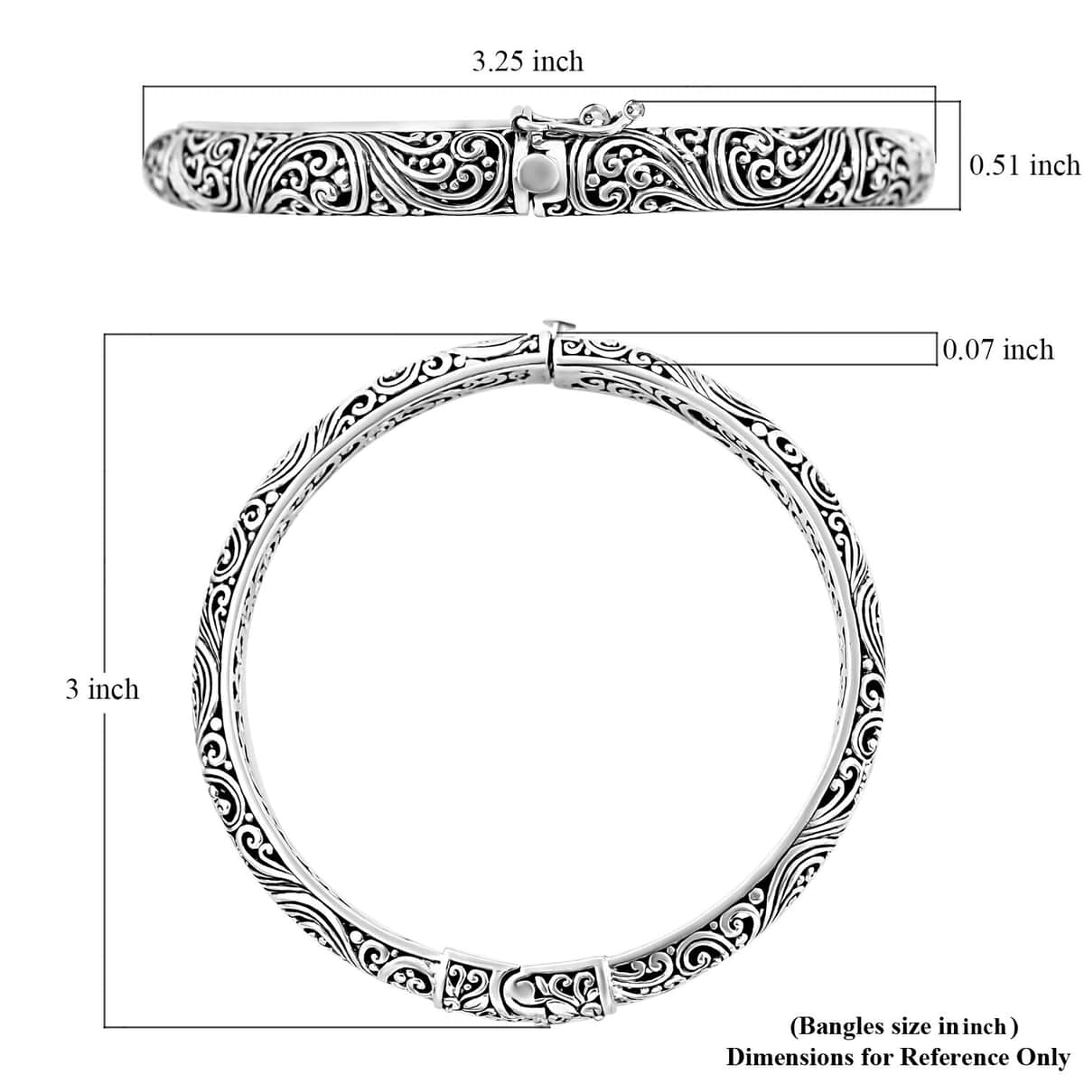 Bali Legacy Filigree Bangle Bracelet in Sterling Silver (6.50 In) 25.85 Grams image number 5