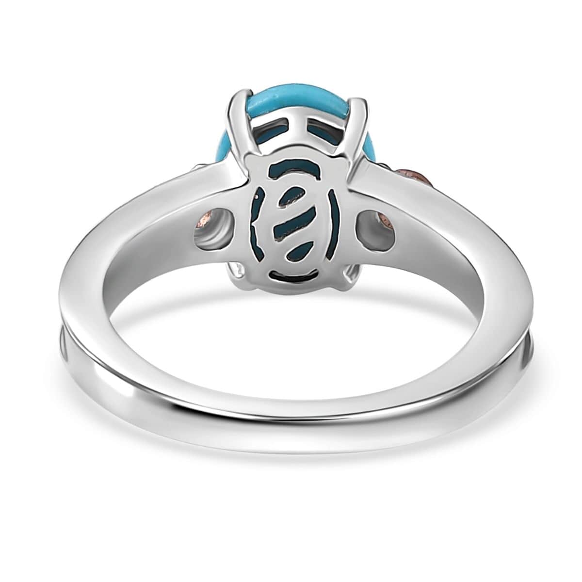 Sleeping Beauty Turquoise and Blush Tourmaline Ring in Platinum Over Sterling Silver (Size 10.0) 1.65 ctw image number 4