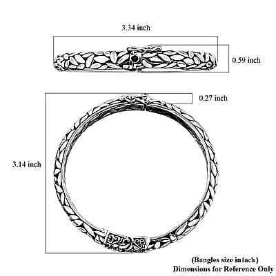 Bali Legacy Leaf Borobudur Bangle Bracelet in Sterling Silver (7.25 In) 27.50 Grams