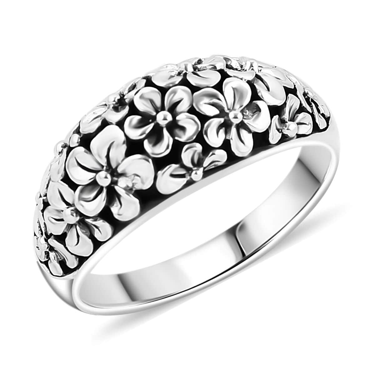 Doorbuster Bali Legacy Frangipani Flower Ring in Sterling Silver (Size 10.0) 4.90 Grams image number 0