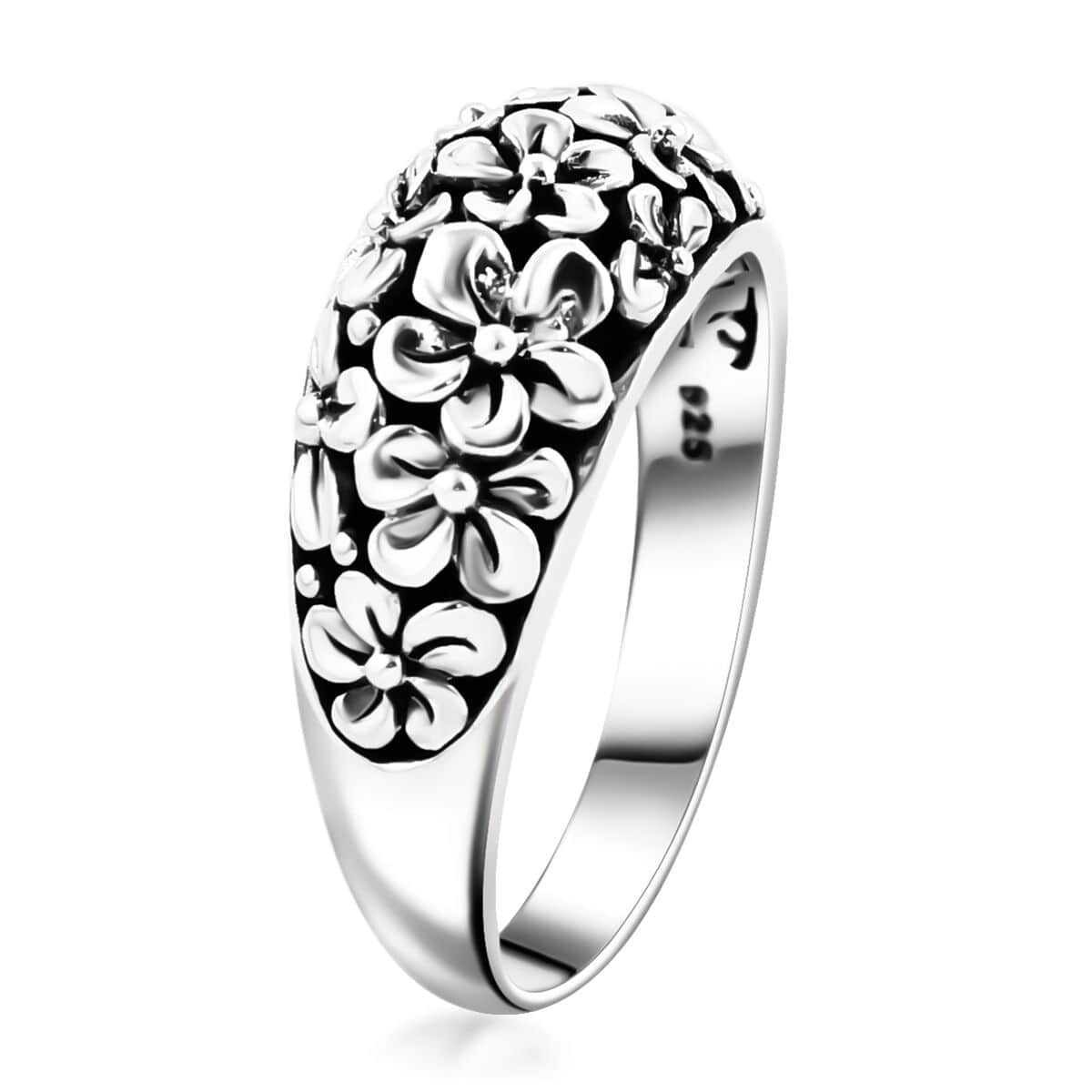 Doorbuster Bali Legacy Frangipani Flower Ring in Sterling Silver (Size 10.0) 4.90 Grams image number 3