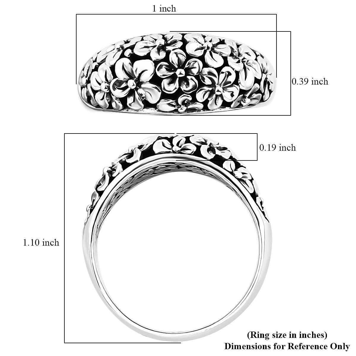 Bali Legacy Frangipani Flower Ring in Sterling Silver (Size 10.0) 4.90 Grams