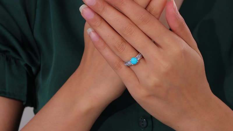 Premium Sleeping Beauty Turquoise and Tanzanite Ring in Platinum Over Sterling Silver (Size 10.0) 1.50 ctw