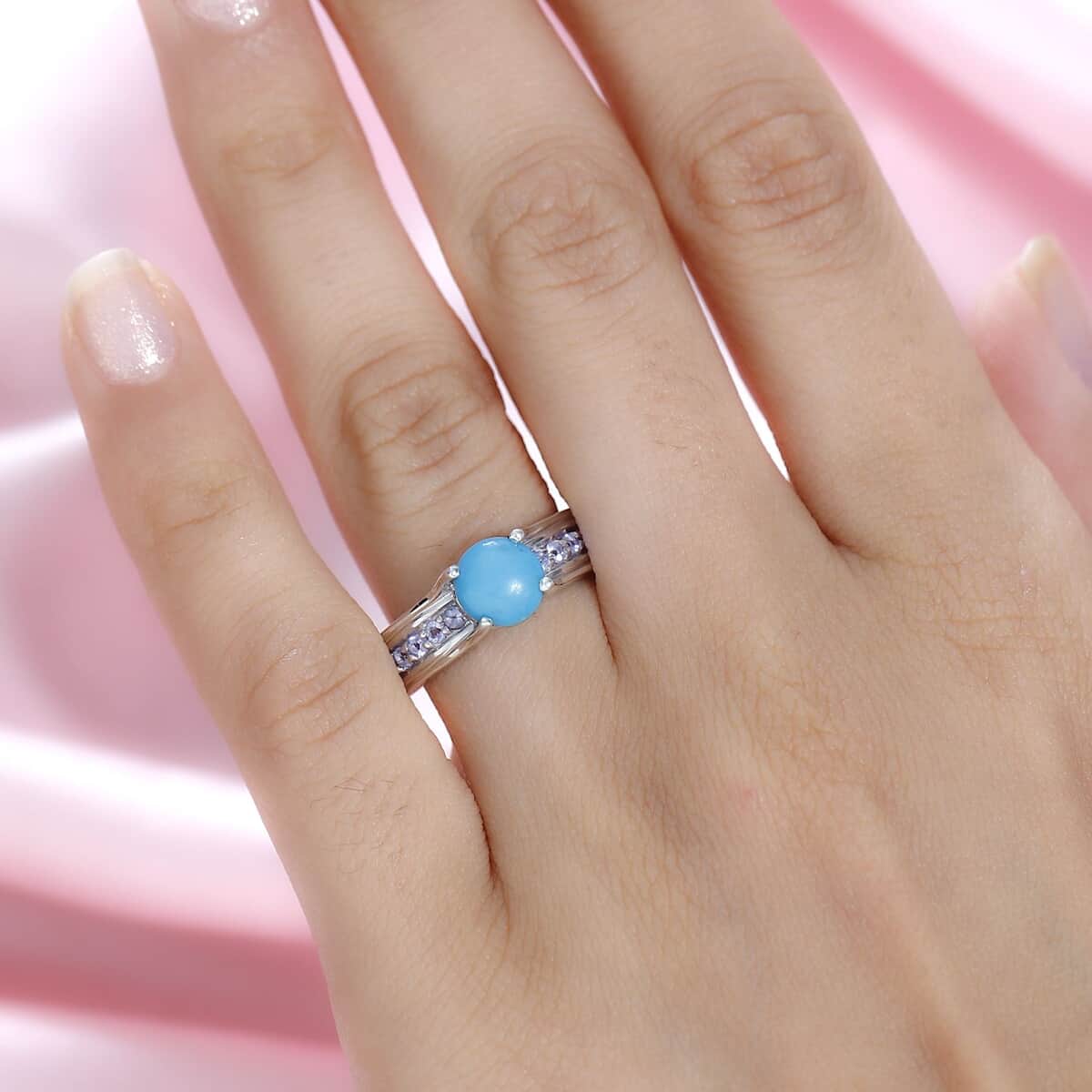 Premium Sleeping Beauty Turquoise and Tanzanite Ring in Platinum Over Sterling Silver (Size 10.0) 1.50 ctw image number 2
