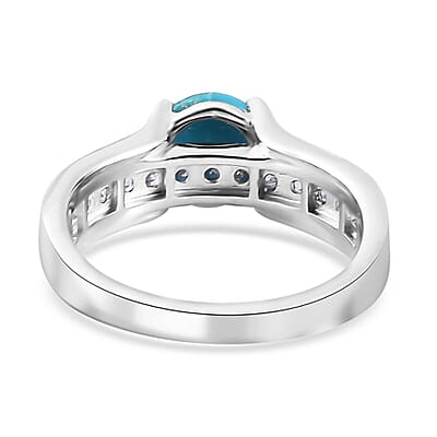 Premium Sleeping Beauty Turquoise and Tanzanite Ring in Platinum Over Sterling Silver (Size 10.0) 1.50 ctw