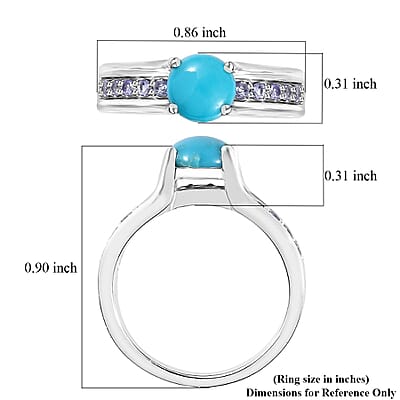 Premium Sleeping Beauty Turquoise and Tanzanite Ring in Platinum Over Sterling Silver (Size 10.0) 1.50 ctw