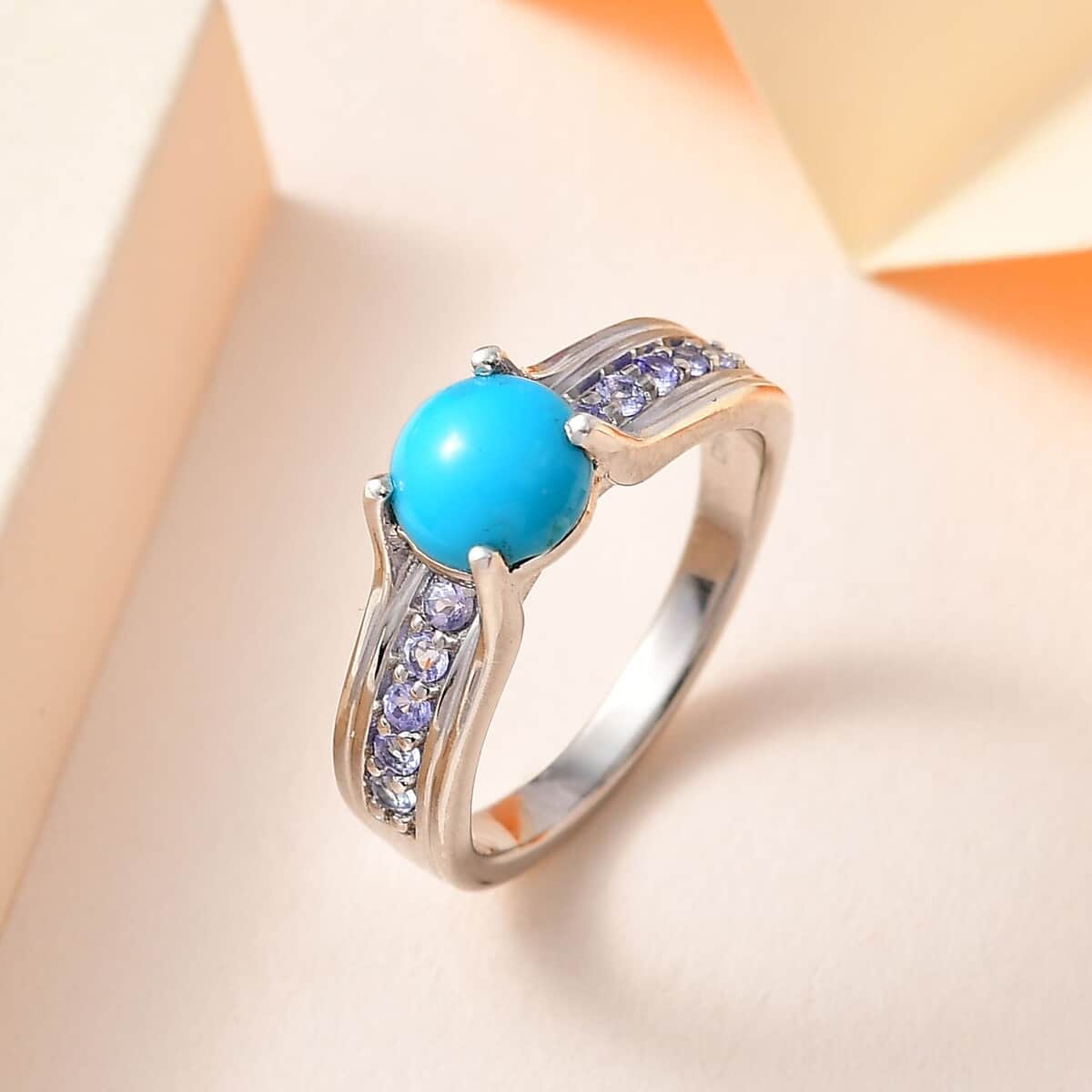 Premium Sleeping Beauty Turquoise and Tanzanite Ring in Platinum Over Sterling Silver (Size 6.0) 1.50 ctw image number 1