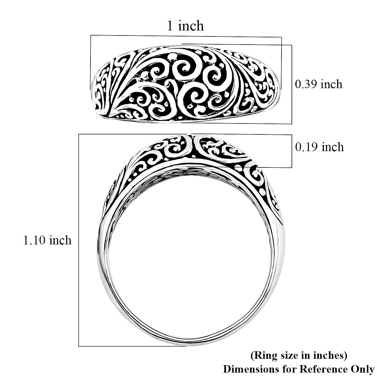Bali Legacy Filigree Ring in Sterling Silver (Size 8.0) 5 Grams image number 5