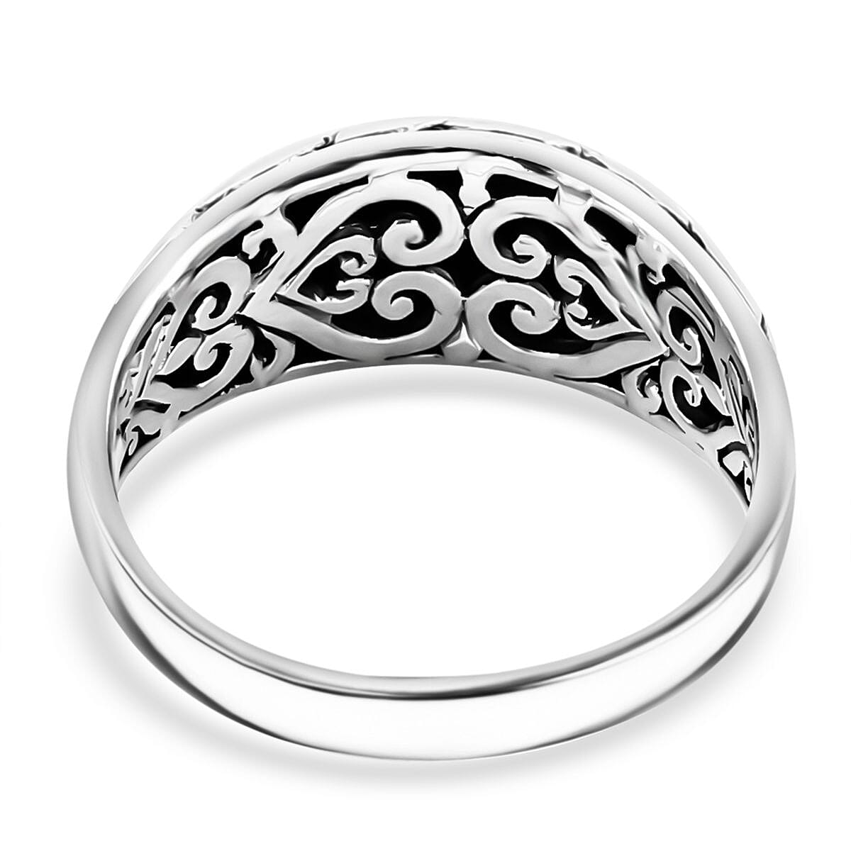 Bali Legacy Sterling Silver Leaf Borobudur Ring (Size 10.0) 5 Grams