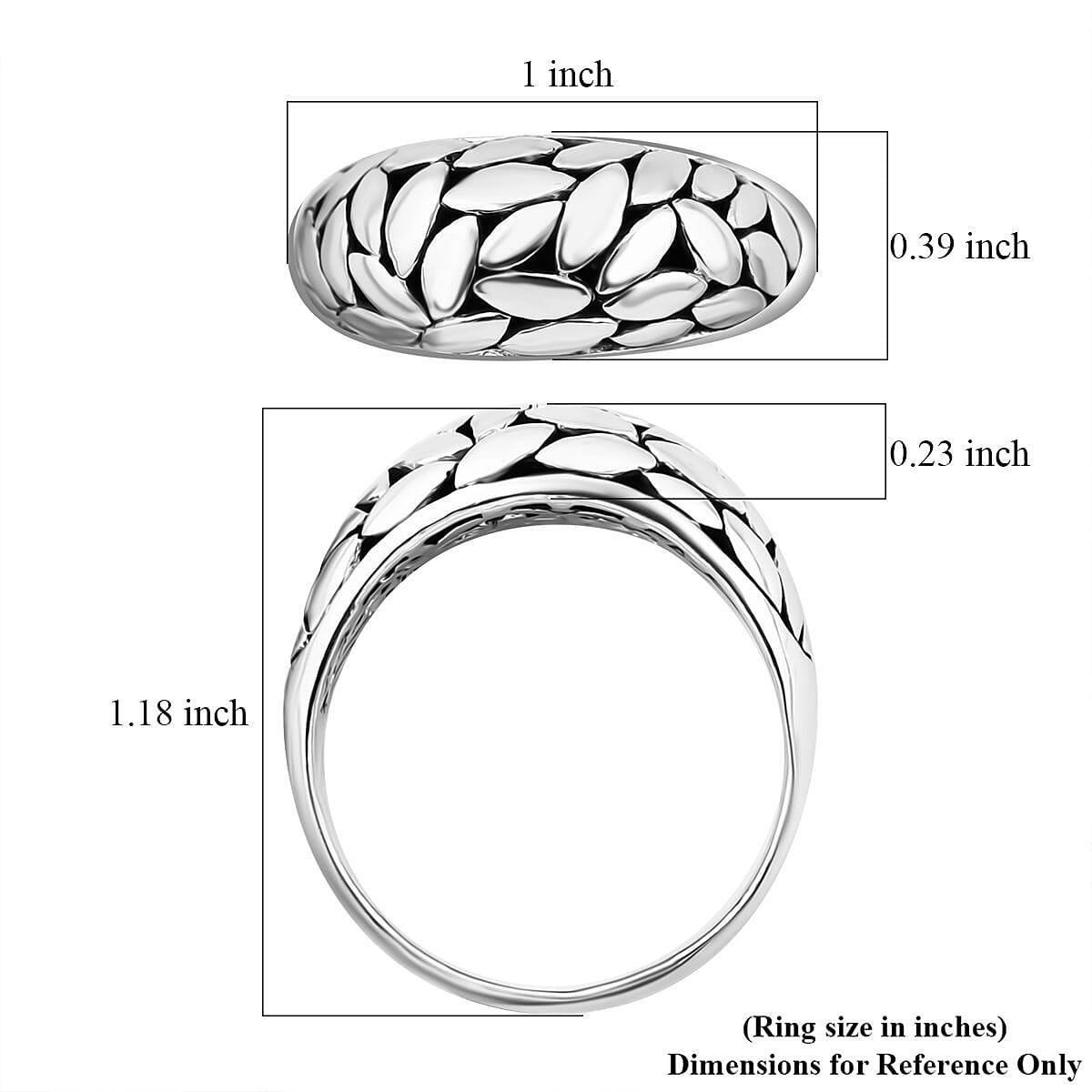 Bali Legacy Sterling Silver Leaf Borobudur Ring (Size 10.0) 5 Grams