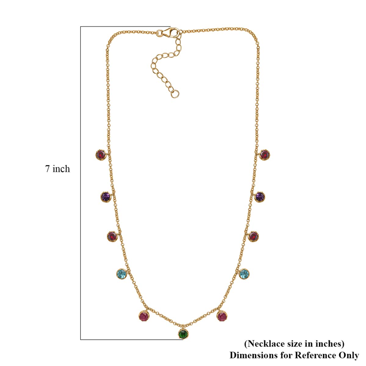 Multi Gemstone Station Necklace 18-20 Inches in Vermeil Yellow Gold Over Sterling Silver 6.50 ctw image number 5