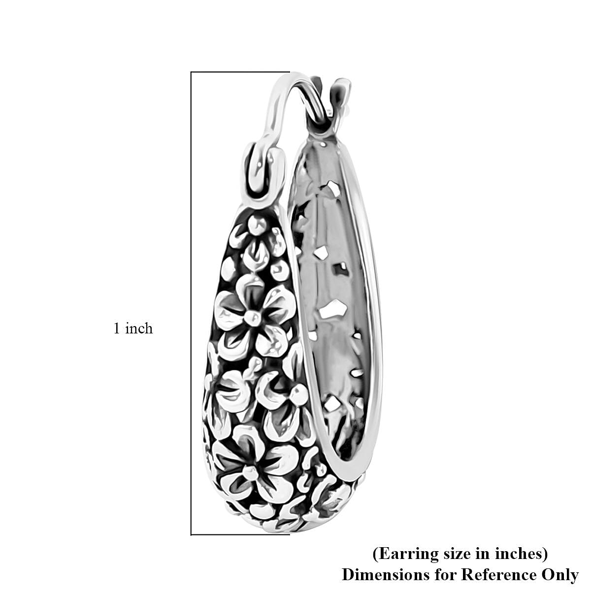 Bali Legacy Frangipani Flower Hoop Earrings in Sterling Silver 6 Grams