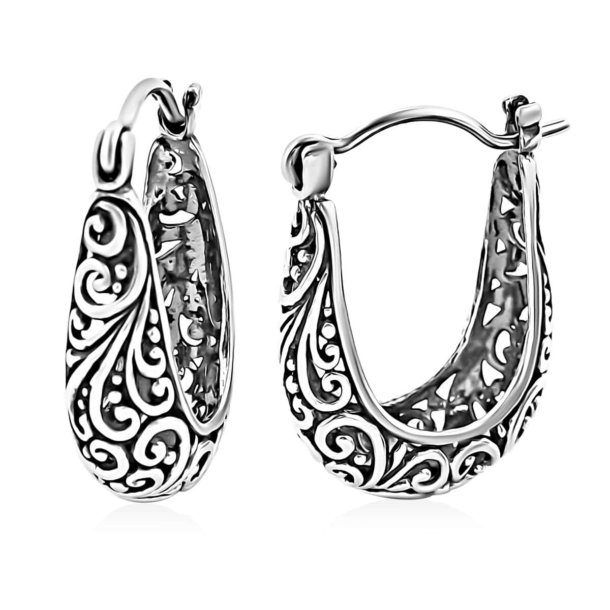 Bali Legacy Filigree Hoop Earrings in Sterling Silver 5.50 Grams image number 0