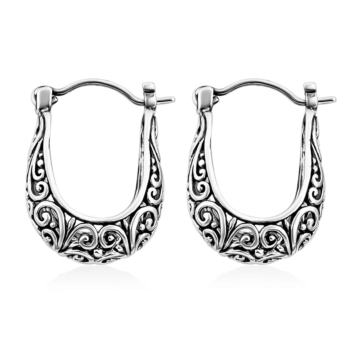 Bali Legacy Filigree Hoop Earrings in Sterling Silver 5.50 Grams image number 3