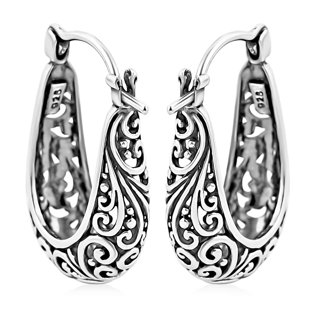 Bali Legacy Filigree Hoop Earrings in Sterling Silver 5.50 Grams image number 4