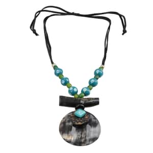 Buffalo Horn Necklace with Wooden Beads (Adjustable)