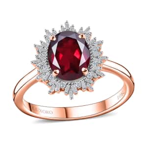 Luxoro 10K Rose Gold Premium Orissa Rhodolite Garnet and G-H I2 Diamond Ring (Size 10.0) 3.25 ctw