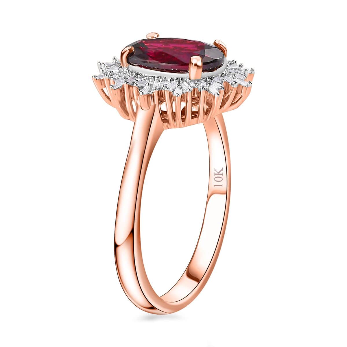 Luxoro 10K Rose Gold Premium Orissa Rhodolite Garnet and G-H I2 Diamond Ring (Size 10.0) 3.40 ctw (Del. in 10-12 Days) image number 3