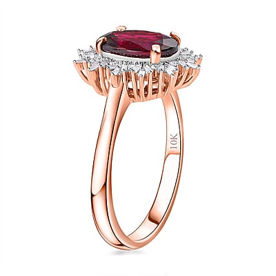 Luxoro 10K Rose Gold Premium Orissa Rhodolite Garnet and G-H I2 Diamond Ring (Size 10.0) 3.40 ctw (Del. in 10-12 Days)