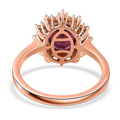 Luxoro 10K Rose Gold Premium Orissa Rhodolite Garnet and G-H I2 Diamond Ring (Size 10.0) 3.40 ctw (Del. in 10-12 Days)