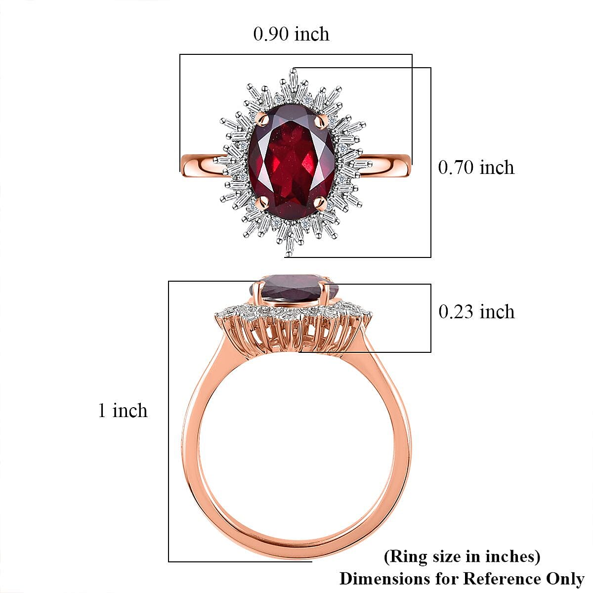 Luxoro 10K Rose Gold Premium Orissa Rhodolite Garnet and G-H I2 Diamond Ring (Size 10.0) 3.40 ctw (Del. in 10-12 Days)