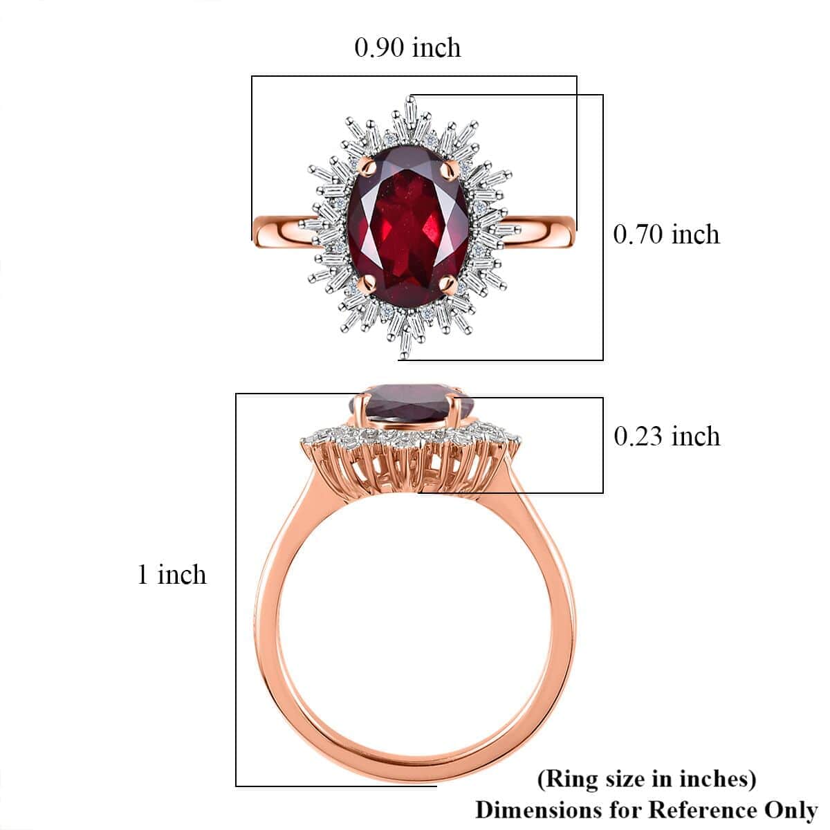 Luxoro 10K Rose Gold Premium Orissa Rhodolite Garnet and G-H I2 Diamond Ring (Size 6.0) 3.25 ctw image number 3