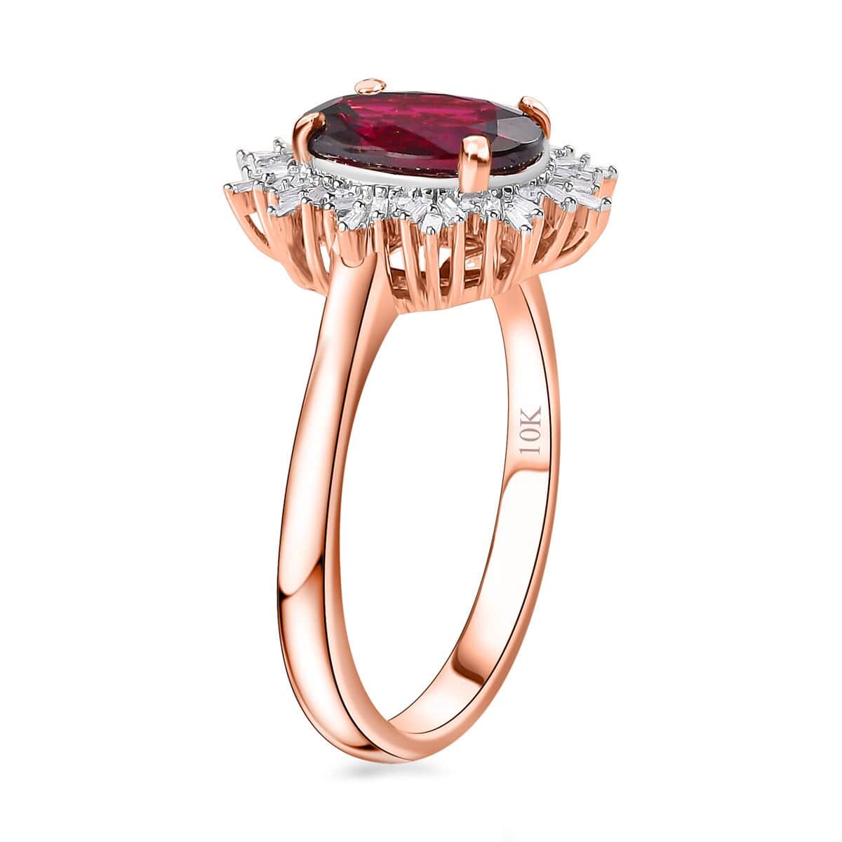 Luxoro 10K Rose Gold Premium Orissa Rhodolite Garnet and G-H I2 Diamond Ring (Size 9.0) 3.15 ctw image number 1