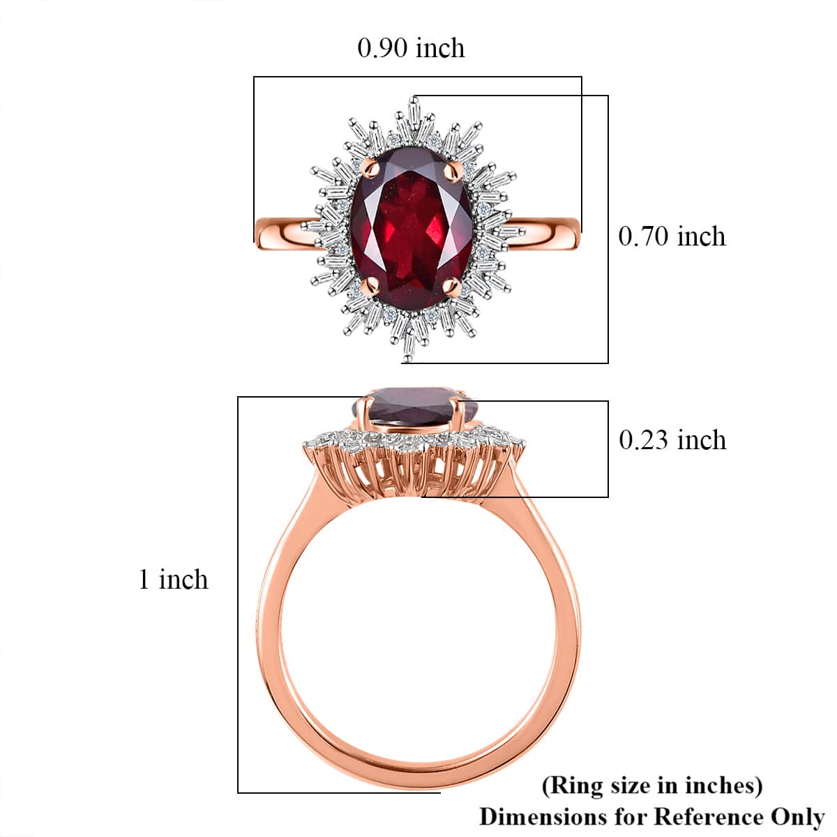 Luxoro 10K Rose Gold Premium Orissa Rhodolite Garnet and G-H I2 Diamond Ring (Size 9.0) 3.15 ctw image number 5