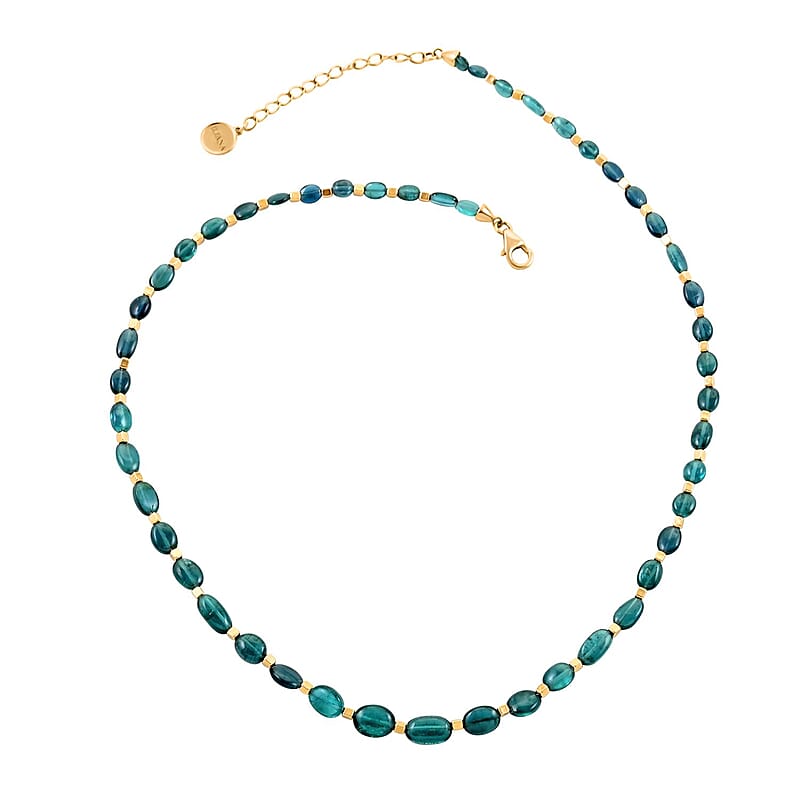 Certified & Appraised Iliana 18K Yellow Gold AAA Monte Belo Indicolite Beaded Graduation Necklace 18-20 Inches 42.00 ctw