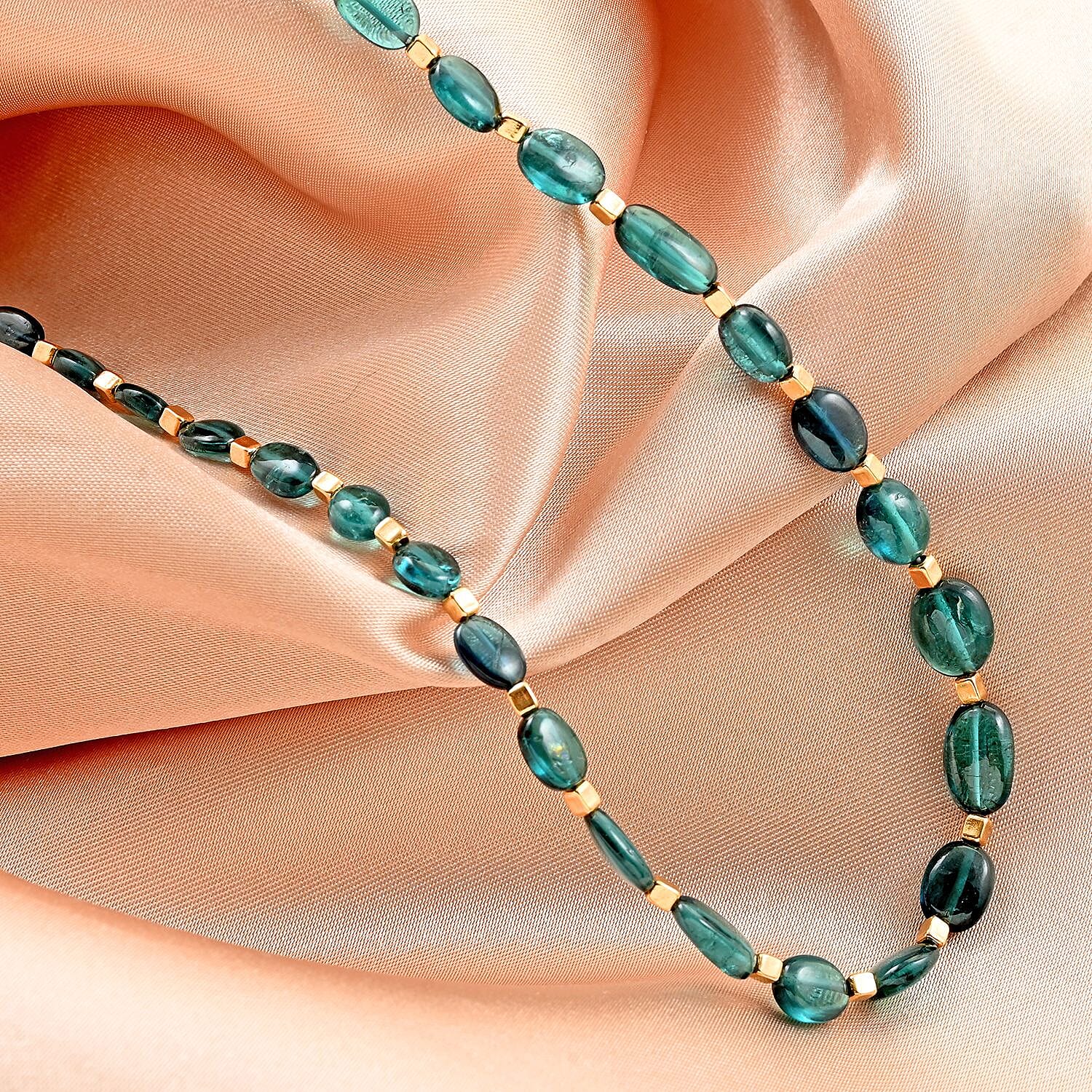 Certified & Appraised Iliana 18K Yellow Gold AAA Monte Belo Indicolite Beaded Graduation Necklace 18-20 Inches 42.00 ctw